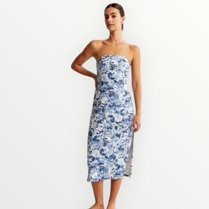 Abercrombie & Fitch: Linen Blend Strapless Midi Dress